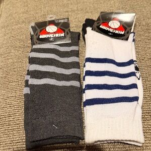 Men's Athletic Socks - Dark Gray and White with Stripes